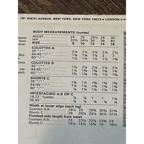 Butterick 4406 Pattern Vintage Misses Culottes & Shorts Size 8 UNCUT - Picture 4 of 4